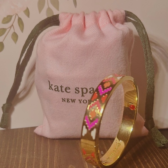 Kate Spade “Spice Things Up” Gold Bracelet with Pink & Green Duster Bag - Picture 3 of 7